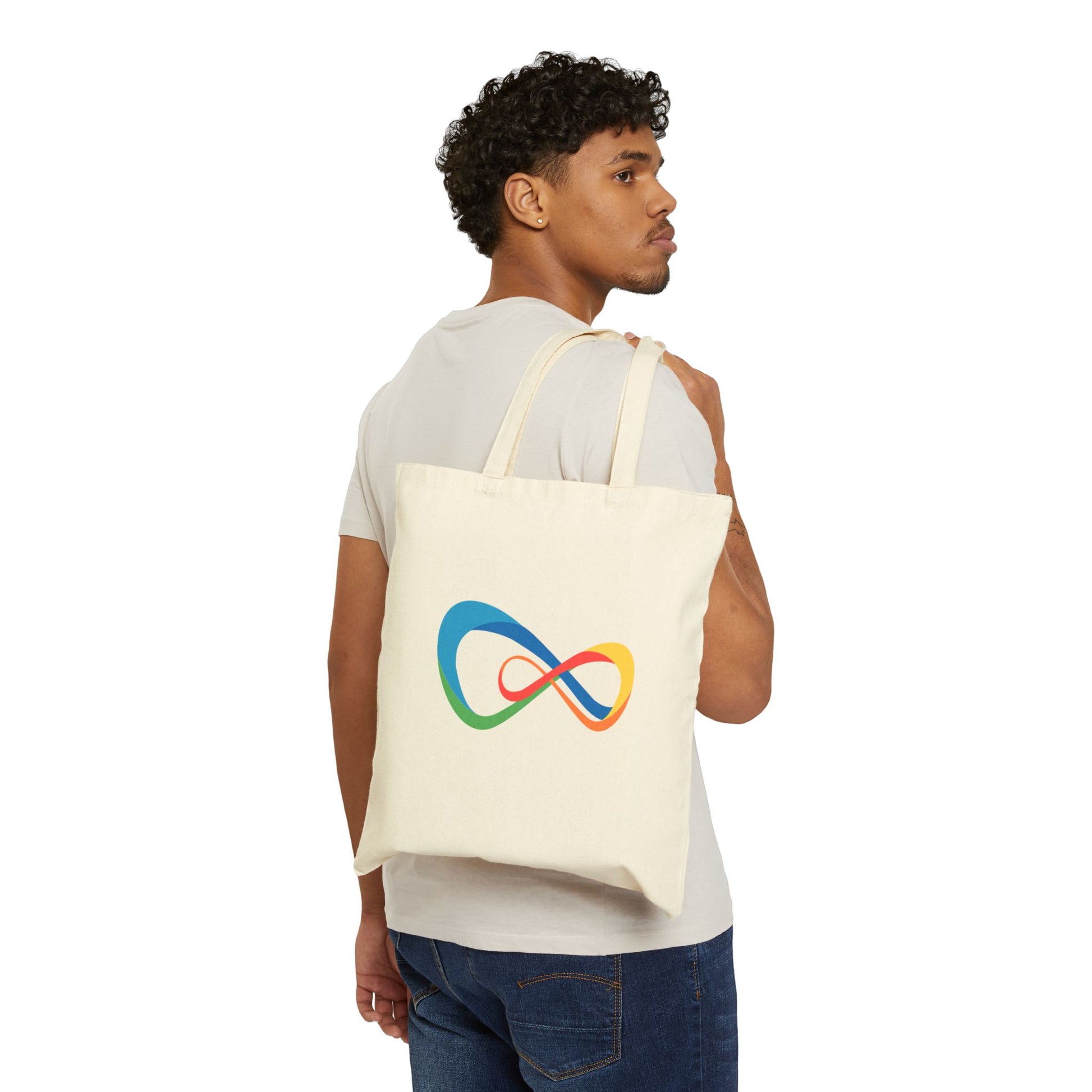 Colorful Infinity Design Cotton Canvas Tote Bag, Reusable Shopping Bag, Eco-Friendly Tote, Gift for Her, Everyday Use, Beach Bag