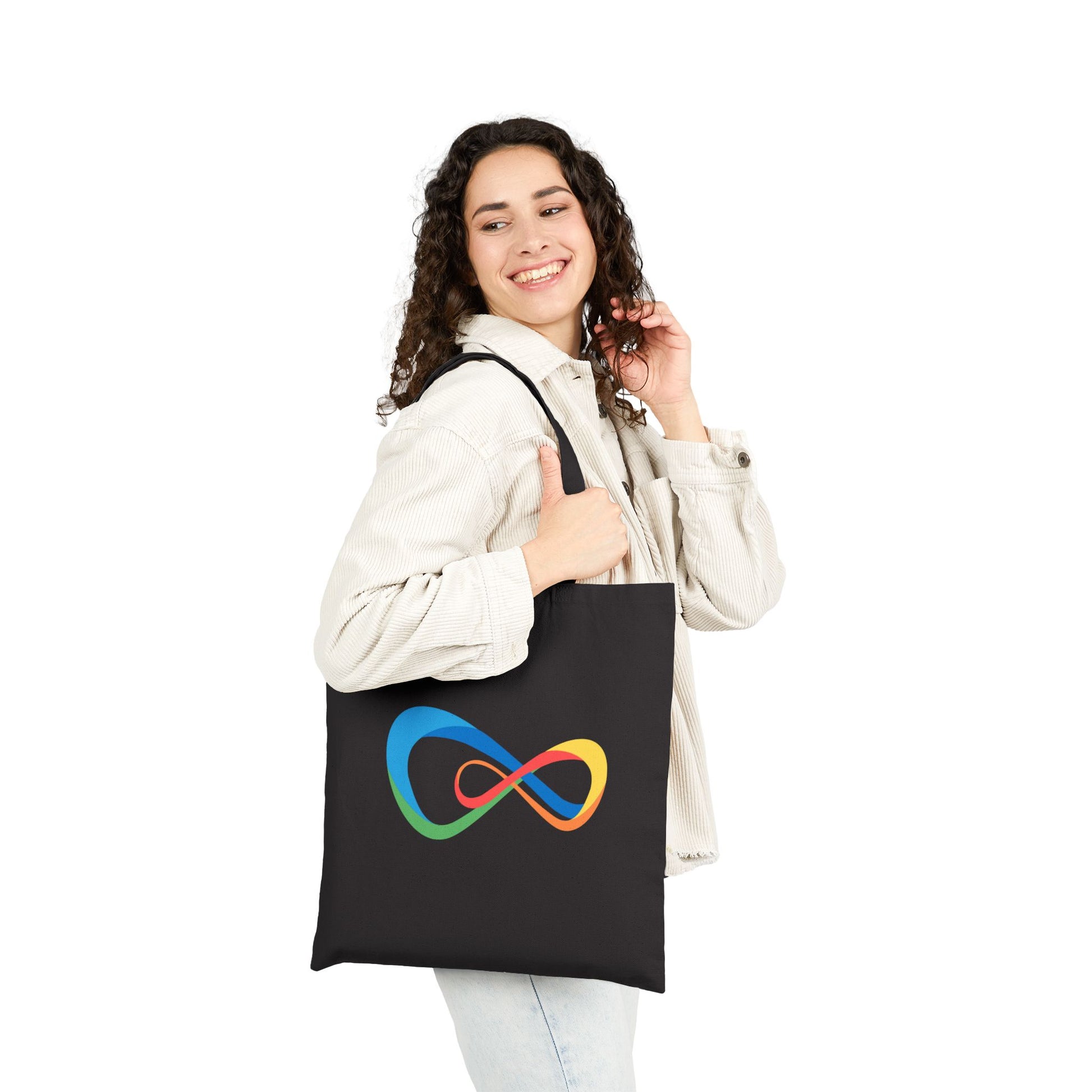 Colorful Infinity Design Cotton Canvas Tote Bag, Reusable Shopping Bag, Eco-Friendly Tote, Gift for Her, Everyday Use, Beach Bag