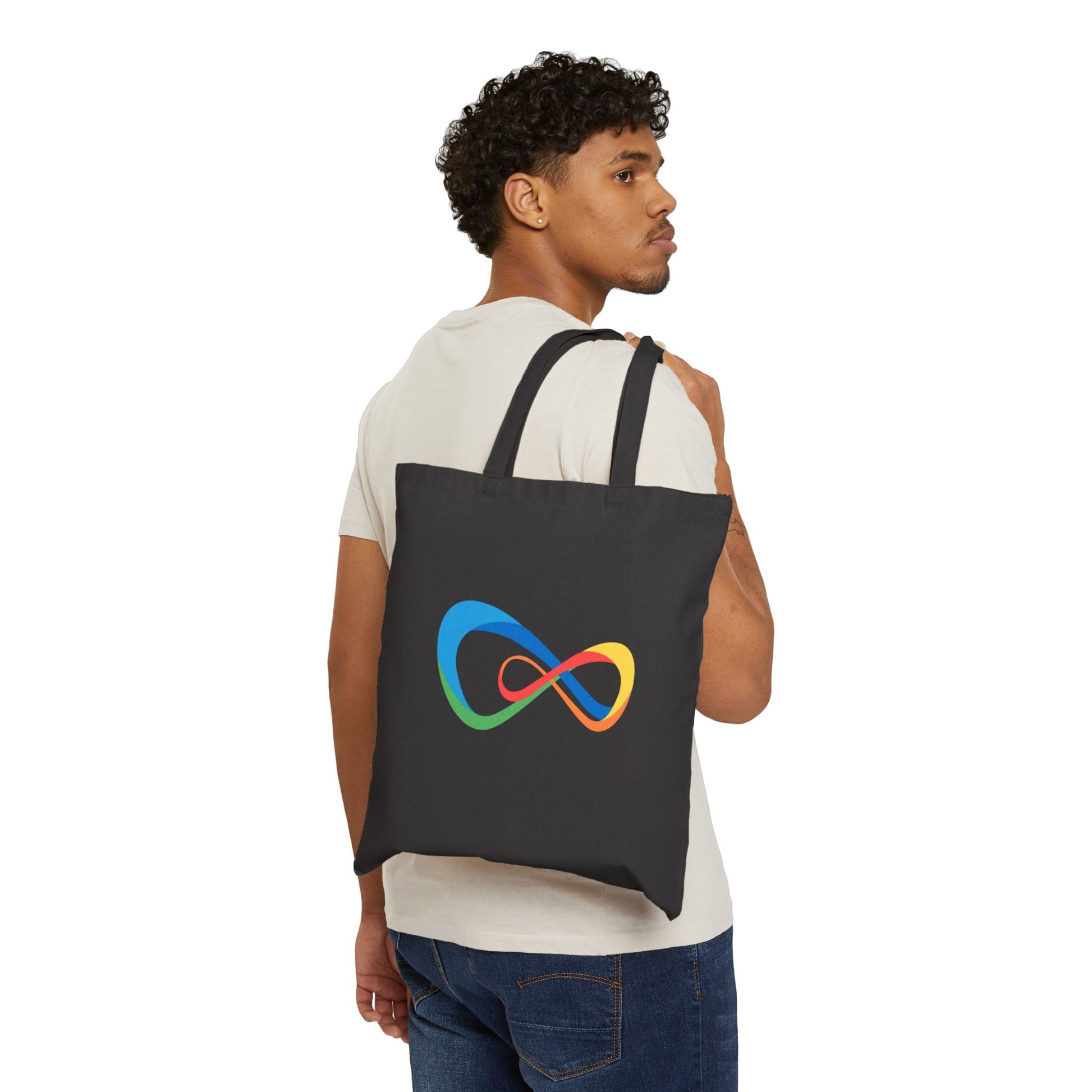 Colorful Infinity Design Cotton Canvas Tote Bag, Reusable Shopping Bag, Eco-Friendly Tote, Gift for Her, Everyday Use, Beach Bag