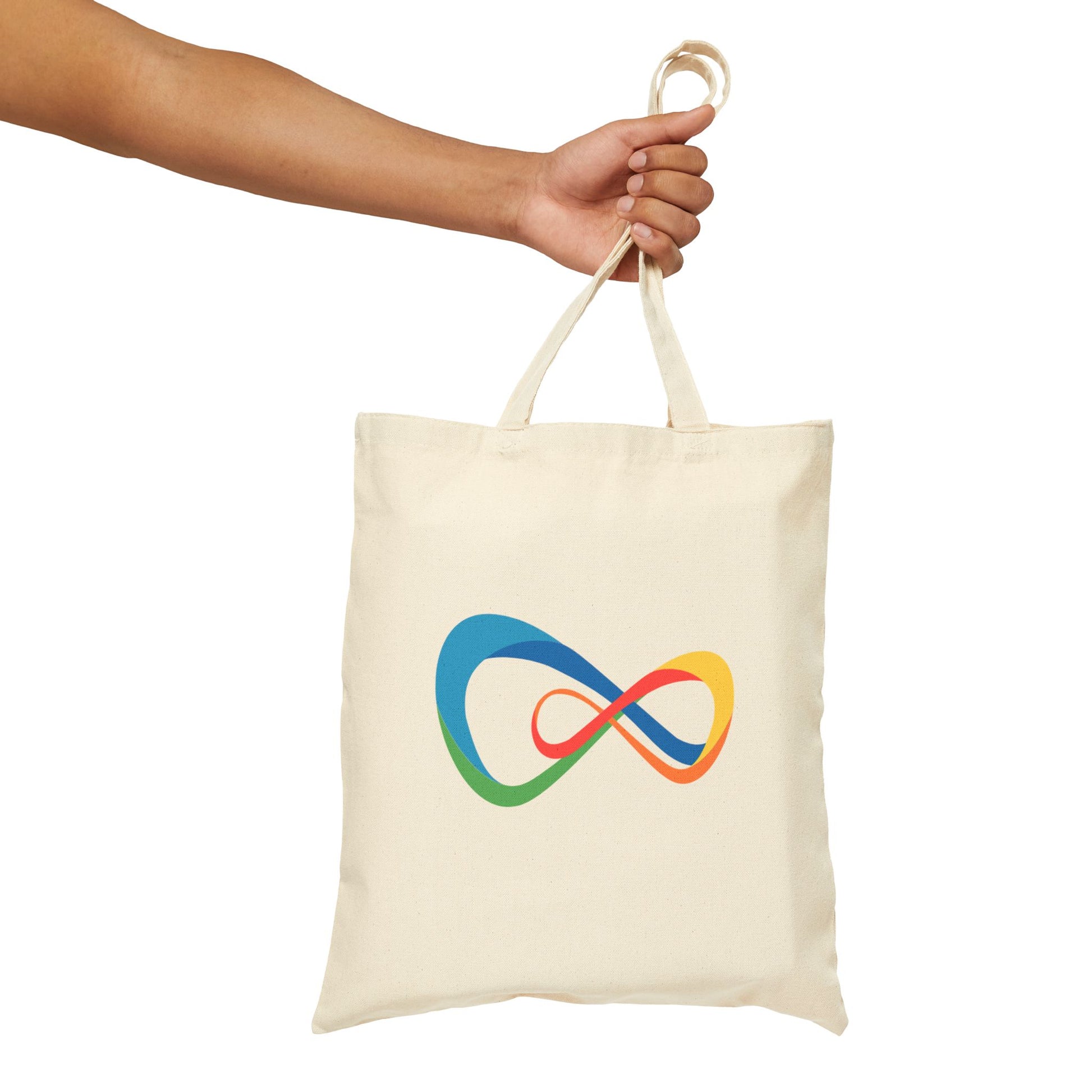 Colorful Infinity Design Cotton Canvas Tote Bag, Reusable Shopping Bag, Eco-Friendly Tote, Gift for Her, Everyday Use, Beach Bag