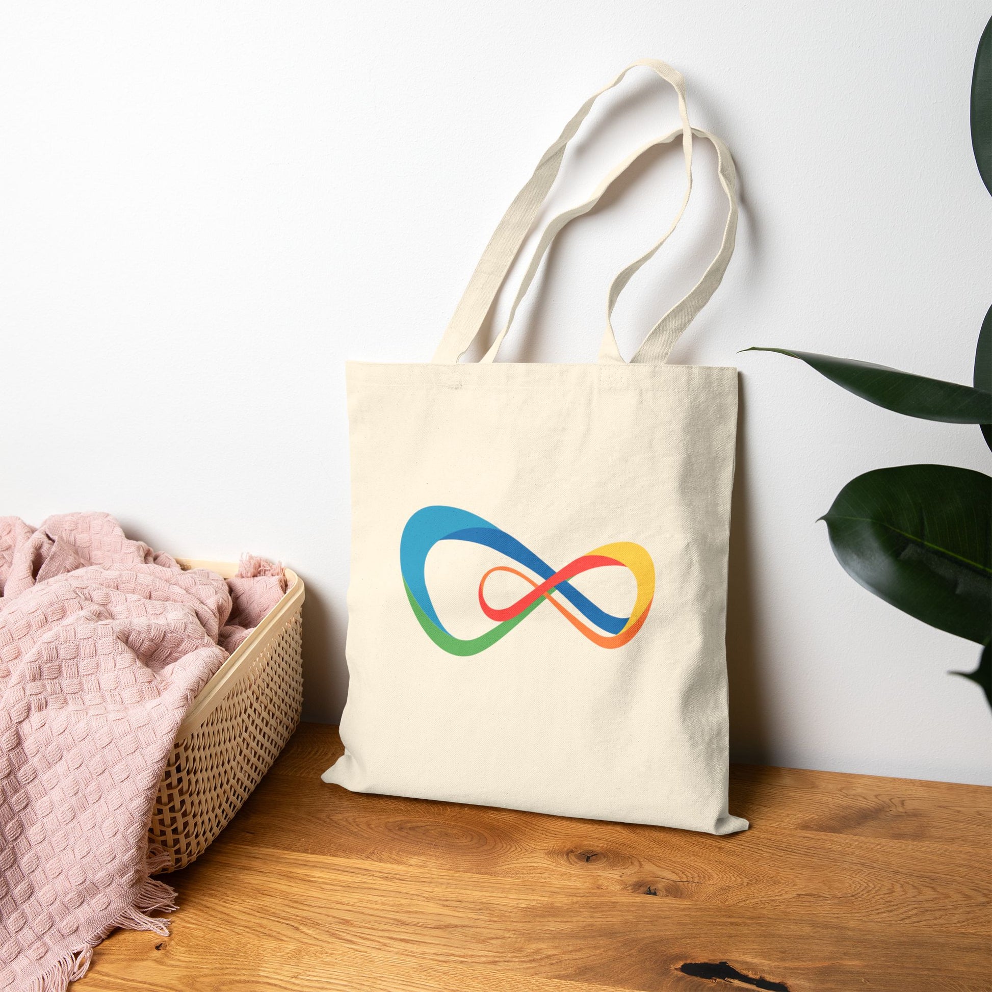 Colorful Infinity Design Cotton Canvas Tote Bag, Reusable Shopping Bag, Eco-Friendly Tote, Gift for Her, Everyday Use, Beach Bag