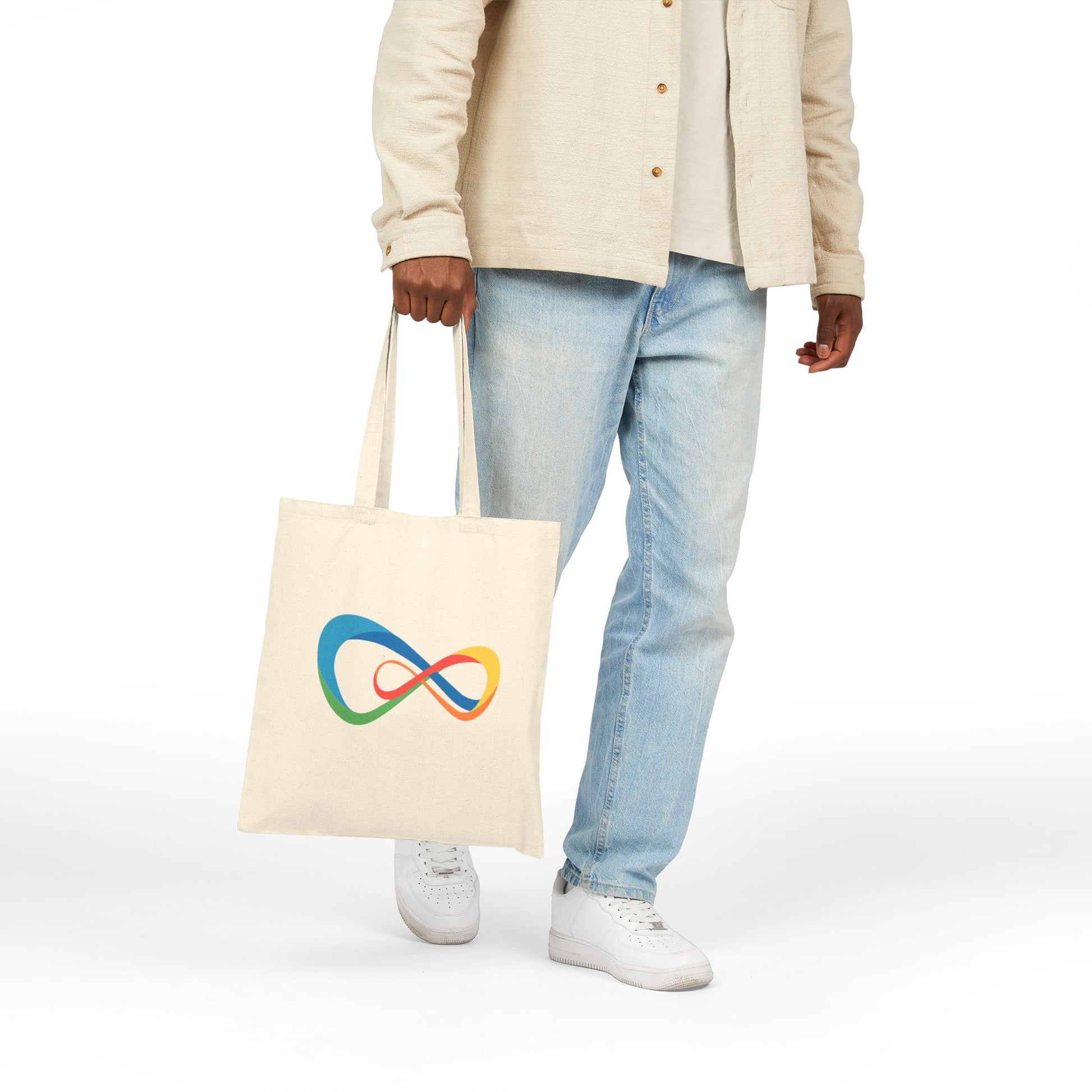 Colorful Infinity Design Cotton Canvas Tote Bag, Reusable Shopping Bag, Eco-Friendly Tote, Gift for Her, Everyday Use, Beach Bag