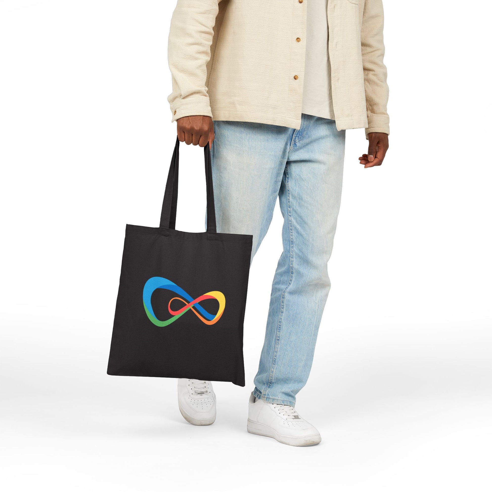 Colorful Infinity Design Cotton Canvas Tote Bag, Reusable Shopping Bag, Eco-Friendly Tote, Gift for Her, Everyday Use, Beach Bag