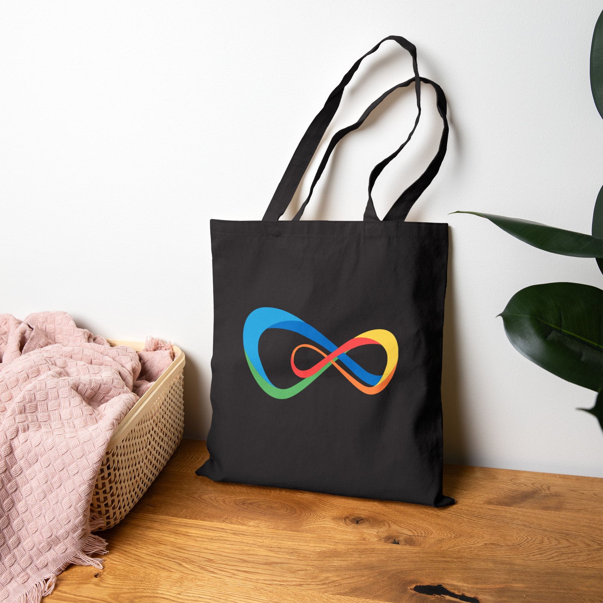 Colorful Infinity Design Cotton Canvas Tote Bag, Reusable Shopping Bag, Eco-Friendly Tote, Gift for Her, Everyday Use, Beach Bag