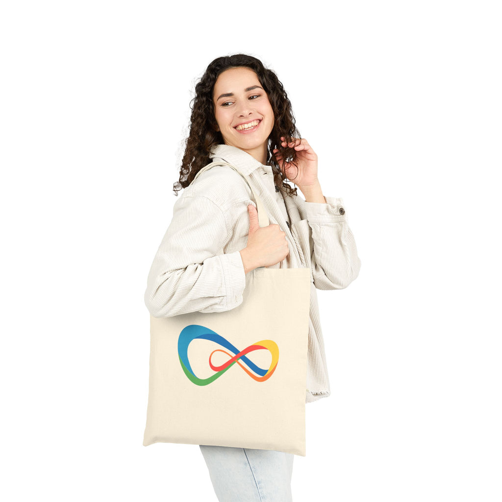 Colorful Infinity Design Cotton Canvas Tote Bag, Reusable Shopping Bag, Eco-Friendly Tote, Gift for Her, Everyday Use, Beach Bag