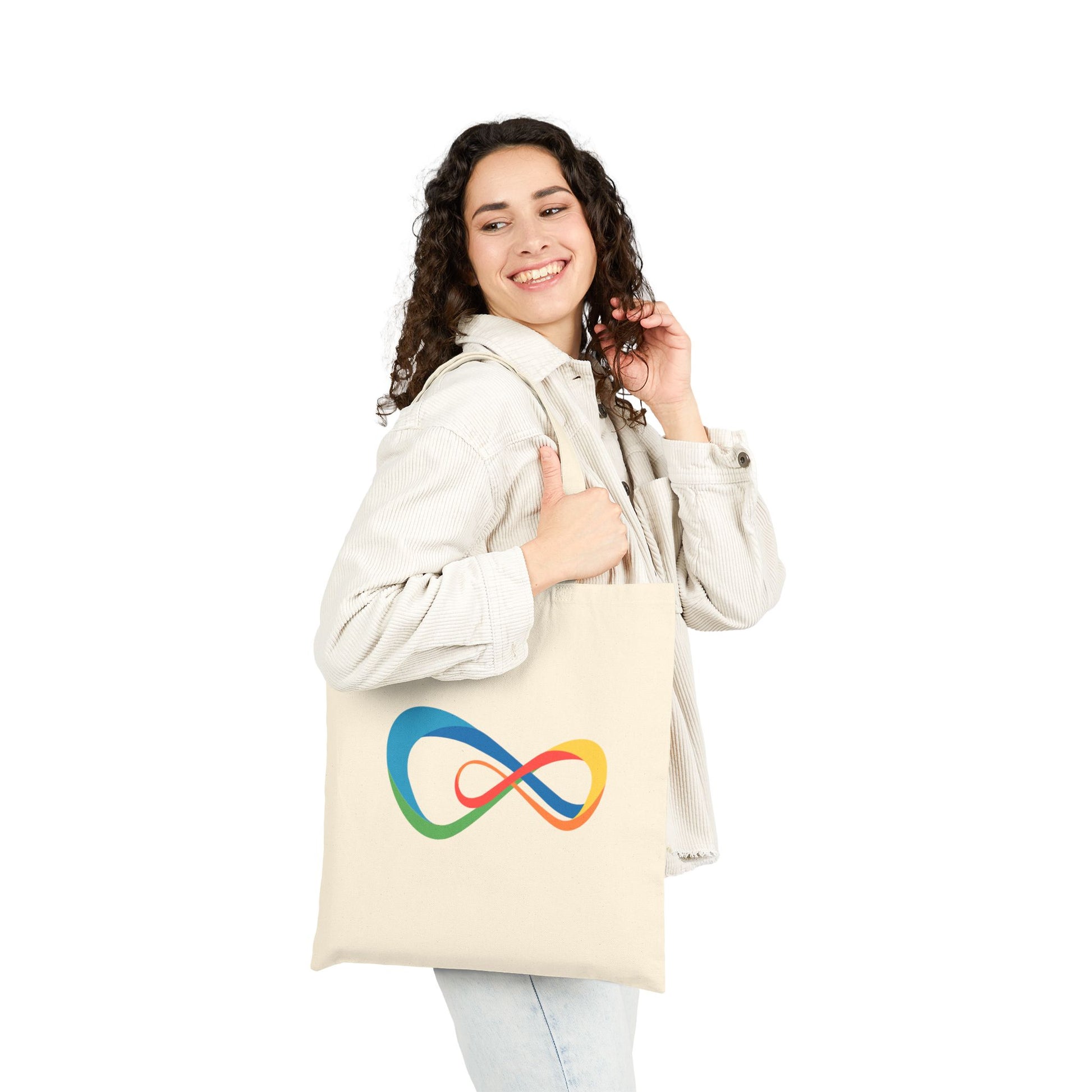 Colorful Infinity Design Cotton Canvas Tote Bag, Reusable Shopping Bag, Eco-Friendly Tote, Gift for Her, Everyday Use, Beach Bag